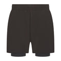 Black-Black - Front - Tombo Mens Double Layered Sports Shorts