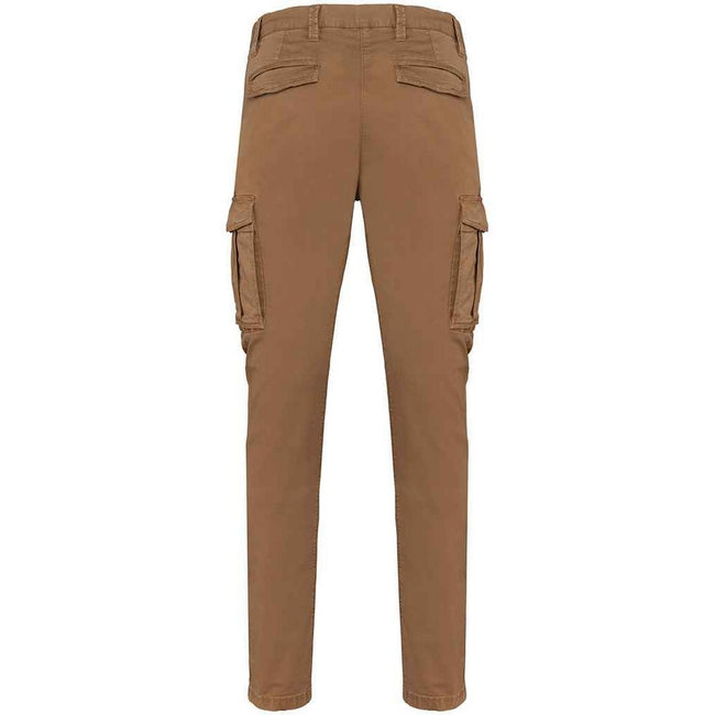 Washed Dark Camel - Back - Native Spirit Mens Washed Cargo Trousers