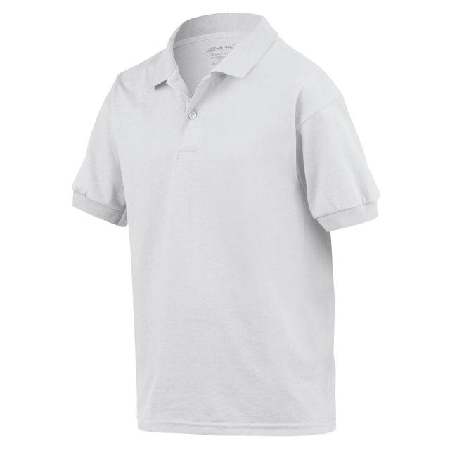 White - Side - Gildan Childrens-Kids Dryblend Jersey Polo Shirt