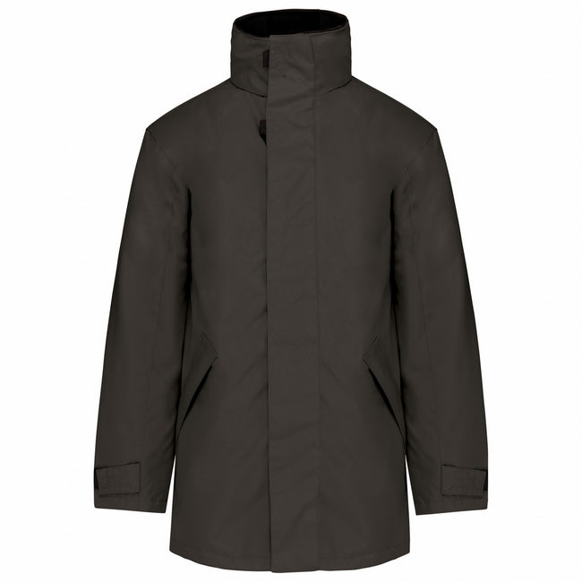 Dark Grey-Black - Front - Kariban Unisex Adult Quilted Parka