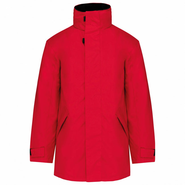 Red-Black - Front - Kariban Unisex Adult Quilted Parka