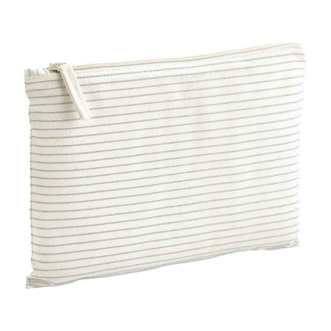 Grey - Back - Westford Mill Striped Organic Cotton Pouch