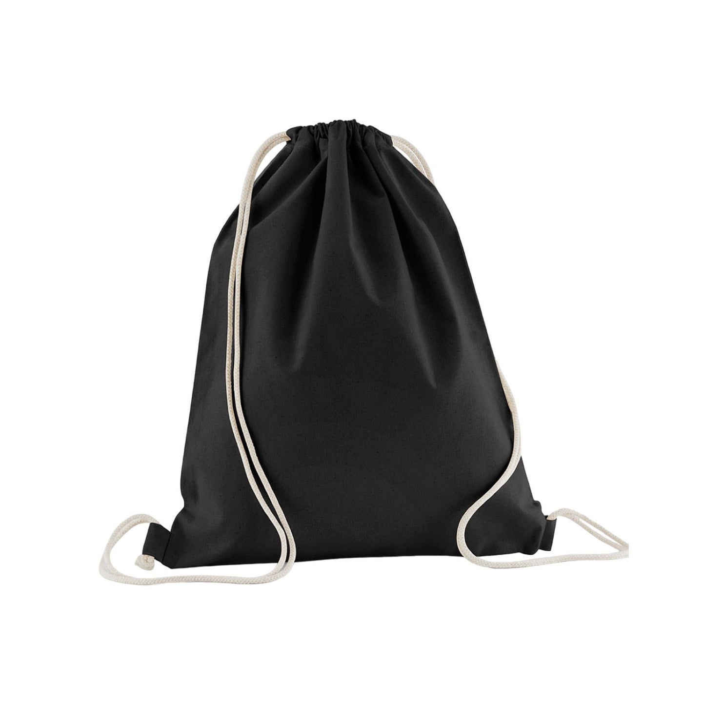 Black - Front - Westford Mill Organic Cotton Drawstring Bag