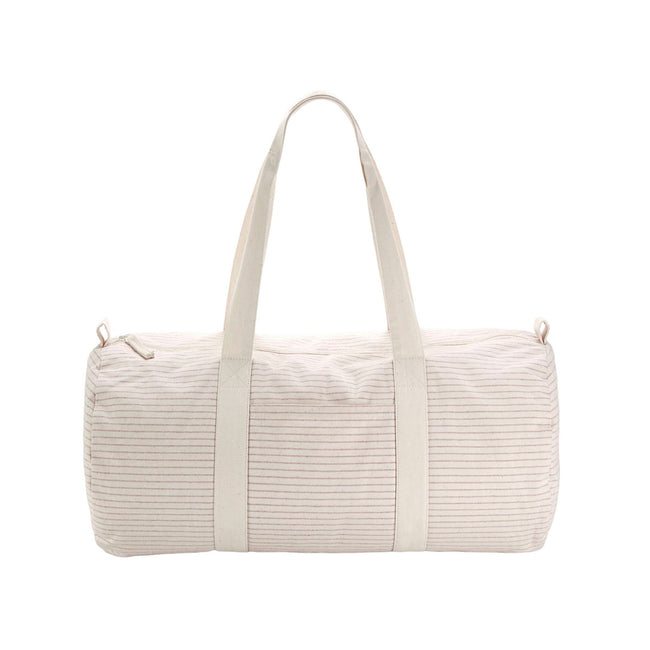 Red - Front - Westford Mill Striped Organic Cotton Duffle Bag
