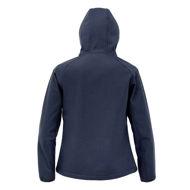 Navy - Back - Result Genuine Recycled Womens-Ladies Hooded 3 Layer Printable Soft Shell Jacket