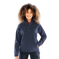 Navy - Side - Result Genuine Recycled Womens-Ladies Hooded 3 Layer Printable Soft Shell Jacket