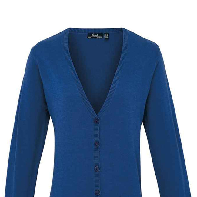 Royal Blue - Back - Premier Womens-Ladies Cotton Acrylic V Neck Cardigan