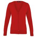 Red - Front - Premier Womens-Ladies Cotton Acrylic V Neck Cardigan