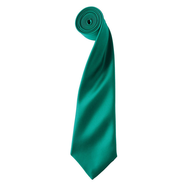 Emerald - Front - Premier Unisex Adult Colours Satin Tie