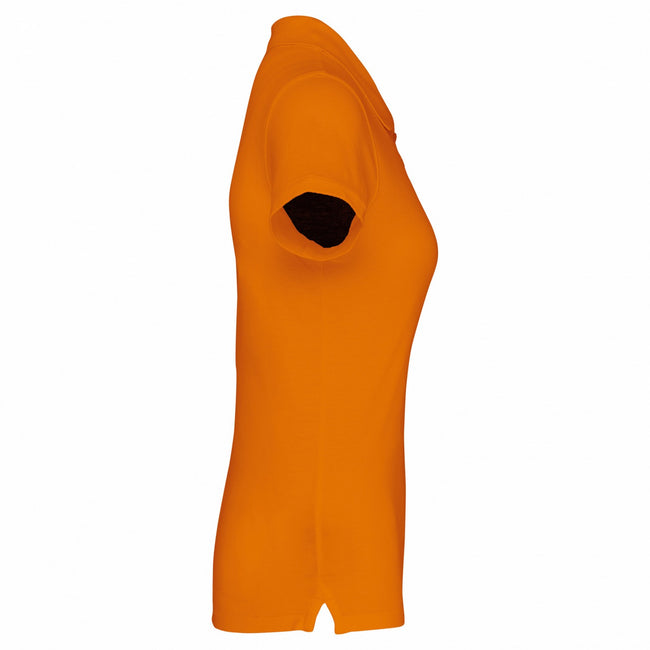 Orange - Side - Kariban Womens-Ladies Pique Polo Shirt