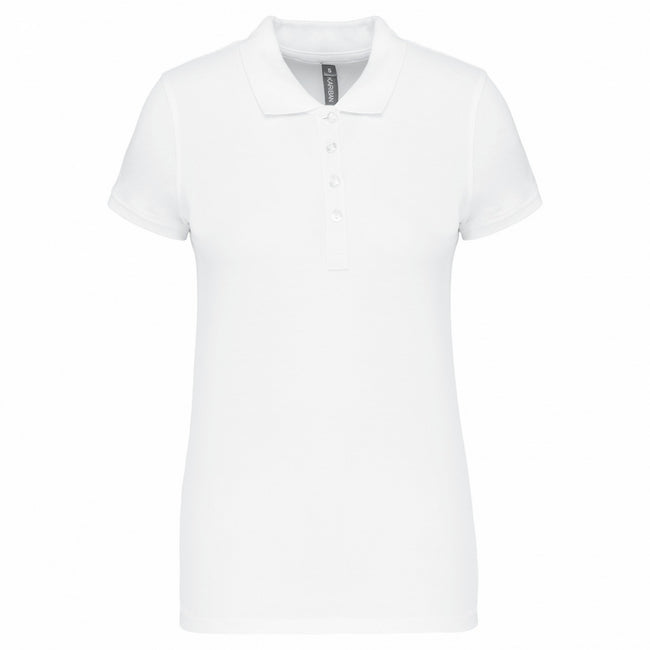 White - Front - Kariban Womens-Ladies Pique Polo Shirt