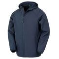 Navy - Front - Result Genuine Recycled Mens Hooded 3 Layer Printable Soft Shell Jacket