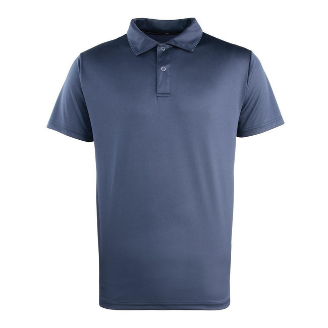 Navy - Front - Premier Unisex Adult Coolchecker Pique Polo Shirt