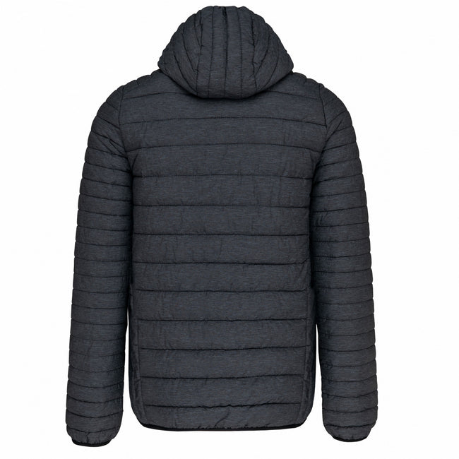 Dark Grey - Back - Kariban Mens Hooded Marl Lightweight Padded Jacket