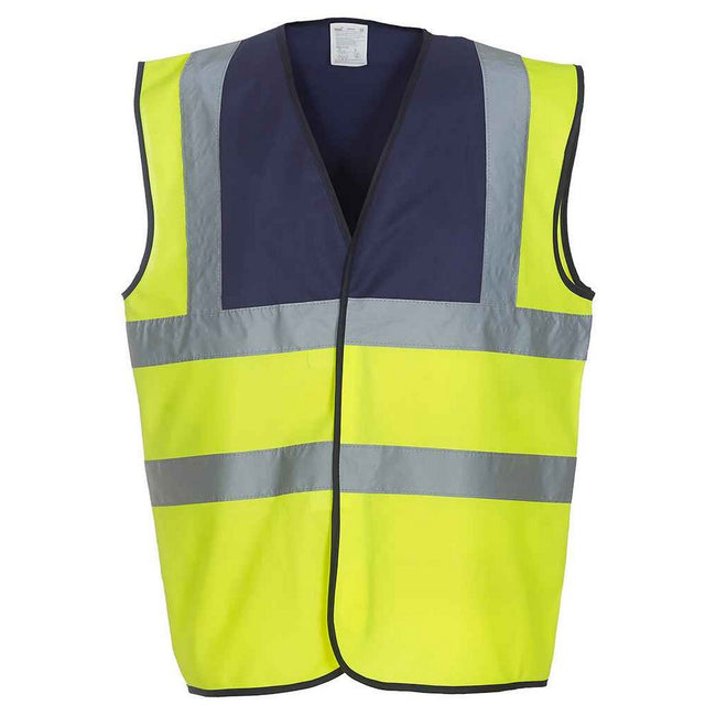 Navy-Yellow - Front - Yoko Mens Band & Brace Hi-Vis Waistcoat
