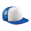Bright Royal Blue-White - Front - Beechfield Childrens-Kids Vintage Snapback Trucker Cap