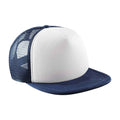 French Navy-White - Front - Beechfield Childrens-Kids Vintage Snapback Trucker Cap