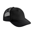 Black - Front - Beechfield Childrens-Kids Vintage Snapback Trucker Cap