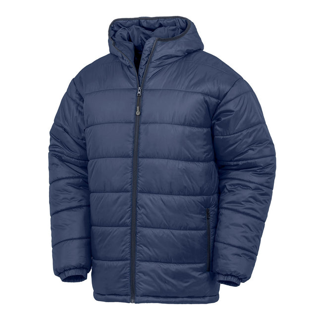 Navy - Front - Result Genuine Recycled Unisex Adult Hooded Padded Parka