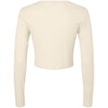 Solid Natural - Back - Bella + Canvas Womens-Ladies Micro-Rib Long-Sleeved Crop Top