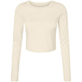 Solid Natural - Front - Bella + Canvas Womens-Ladies Micro-Rib Long-Sleeved Crop Top
