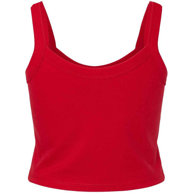 Solid Red - Back - Bella + Canvas Womens-Ladies Micro-Rib Spaghetti Strap Tank Top