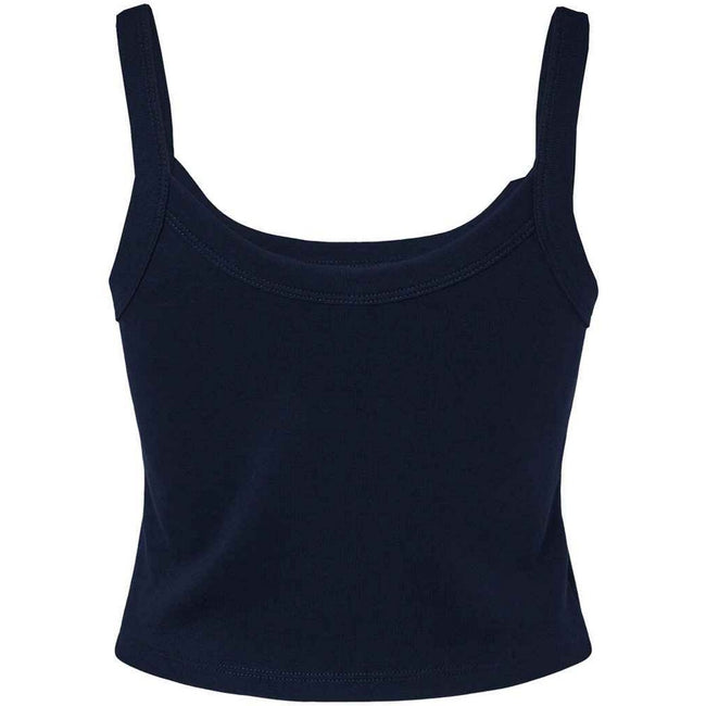 Solid Navy - Front - Bella + Canvas Womens-Ladies Micro-Rib Spaghetti Strap Tank Top