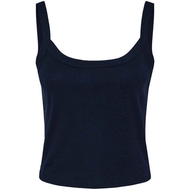 Solid Navy - Back - Bella + Canvas Womens-Ladies Micro-Rib Spaghetti Strap Tank Top