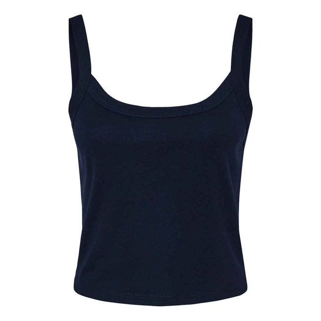 Solid Navy Blend - Front - Bella + Canvas Womens-Ladies Micro-Rib Spaghetti Strap Tank Top