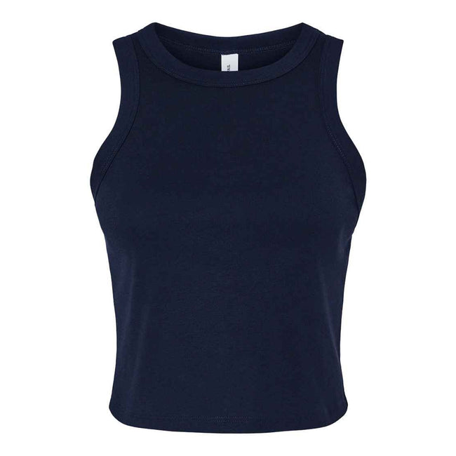 Solid Navy - Front - Bella + Canvas Womens-Ladies Micro-Rib Racer Tank Top