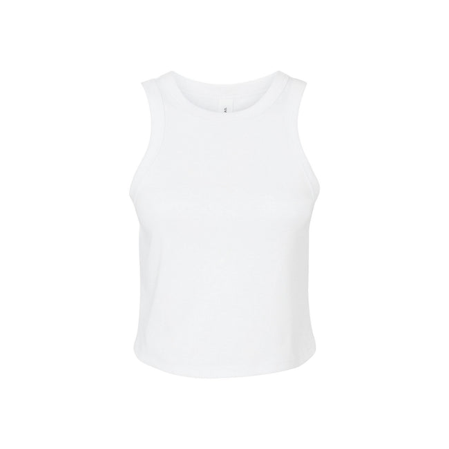Solid White - Front - Bella + Canvas Womens-Ladies Micro-Rib Racer Tank Top
