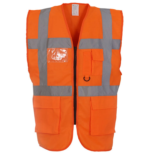 Orange - Front - Yoko Unisex Adult Executive Hi-Vis Waistcoat