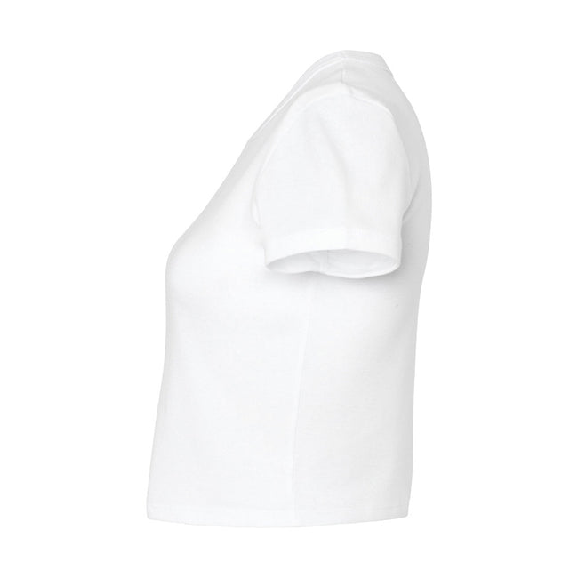 Solid White - Side - Bella + Canvas Womens-Ladies Micro-Rib Crop T-Shirt