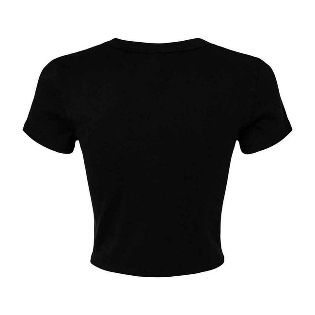 Solid Black - Back - Bella + Canvas Womens-Ladies Micro-Rib Crop T-Shirt
