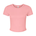 Solid Pink - Front - Bella + Canvas Womens-Ladies Micro-Rib Crop T-Shirt