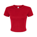 Solid Red - Front - Bella + Canvas Womens-Ladies Micro-Rib Crop T-Shirt