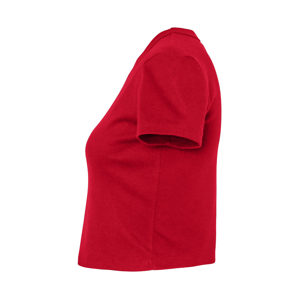 Solid Red - Side - Bella + Canvas Womens-Ladies Micro-Rib Crop T-Shirt