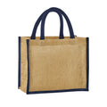 Natural-Navy - Front - Westford Mill Midi Starched Jute 14L Tote Bag