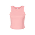 Solid Pink - Front - Bella + Canvas Womens-Ladies Micro-Rib Racer Tank Top