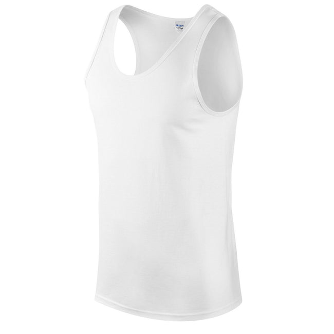 White - Side - Gildan Unisex Adult Softstyle Tank Top