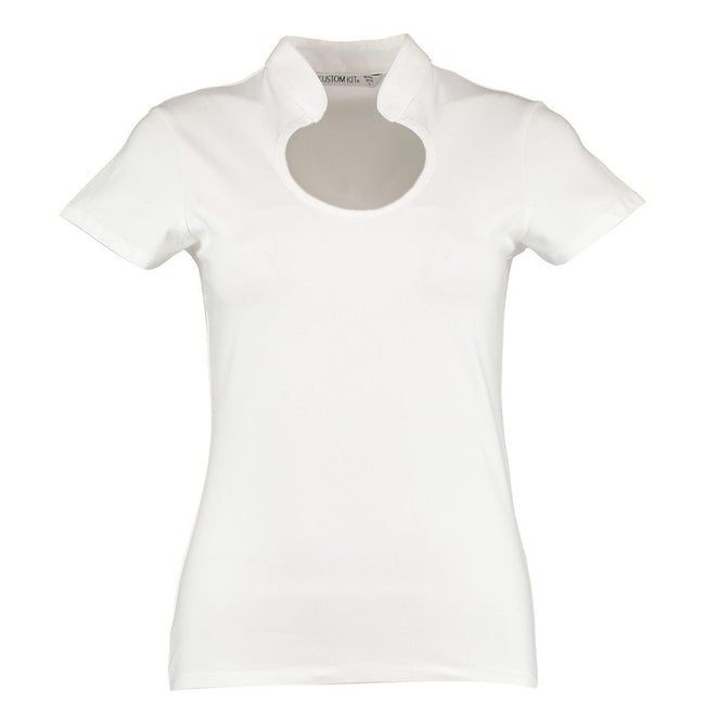 White - Front - Kustom Kit Womens-Ladies Keyhole Top
