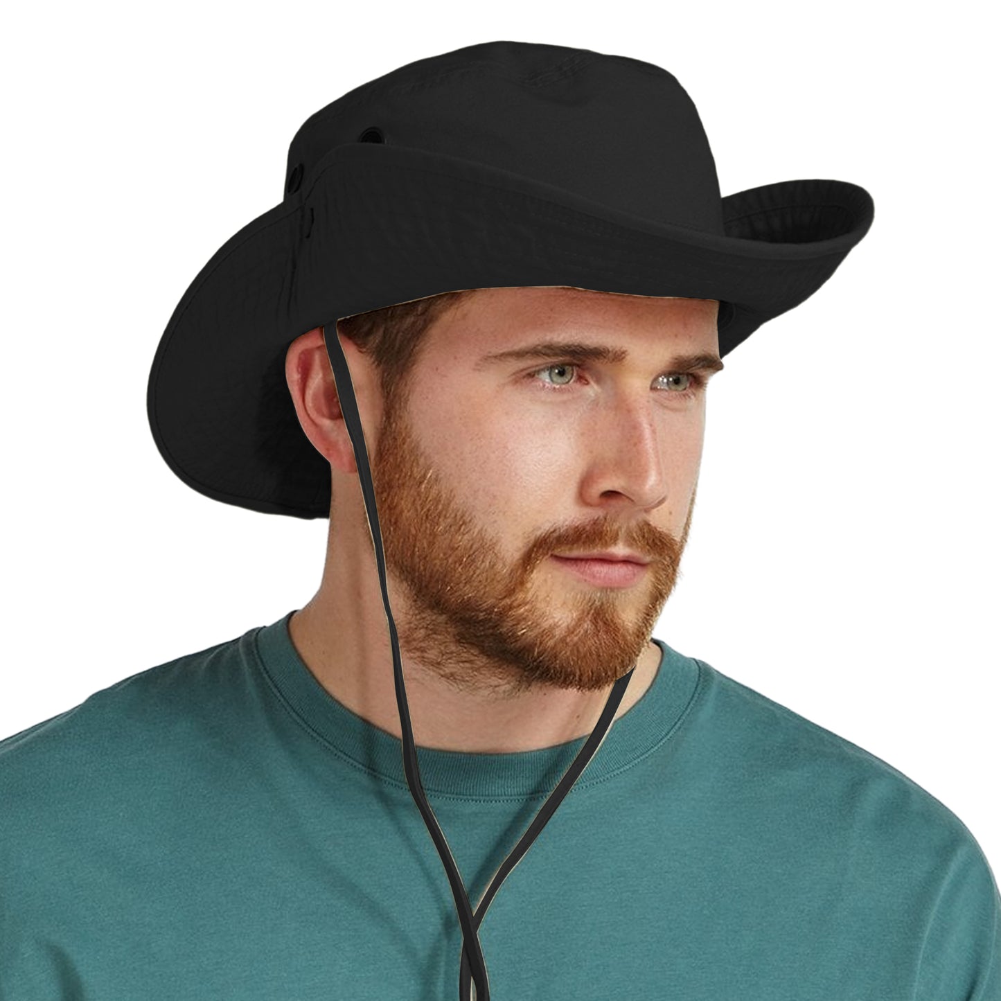 Black - Back - Beechfield Unisex Adult Outback Leather Lined Panama Hat