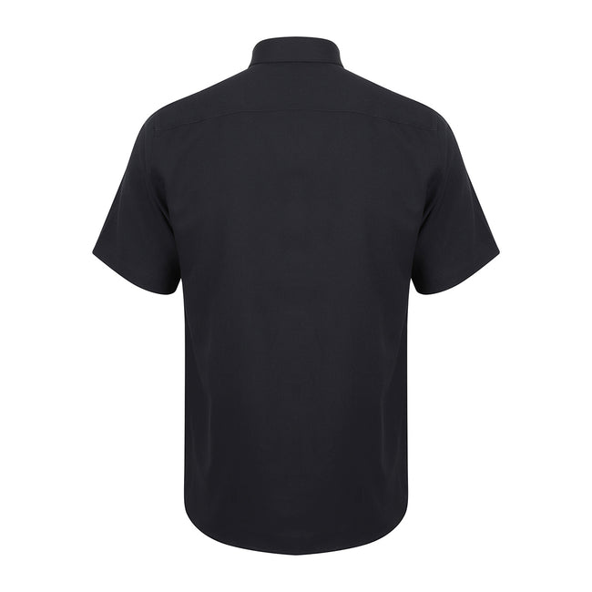 Black - Back - Henbury Mens Short-Sleeved Shirt