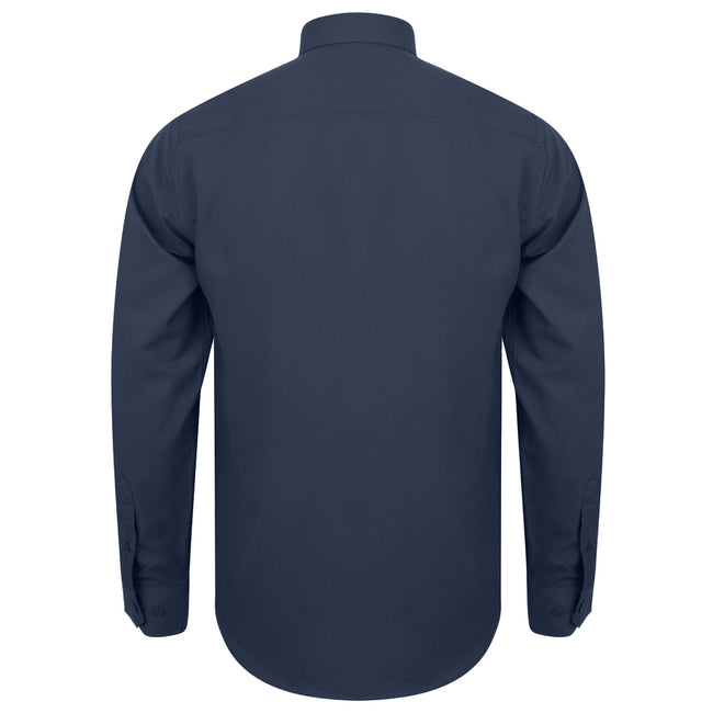 Navy - Back - Henbury Mens Moisture Wicking Long-Sleeved Shirt