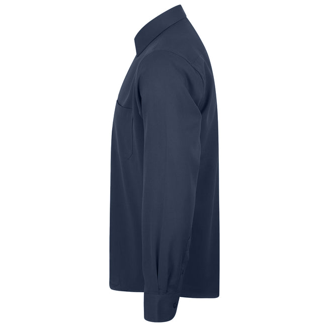 Navy - Side - Henbury Mens Moisture Wicking Long-Sleeved Shirt