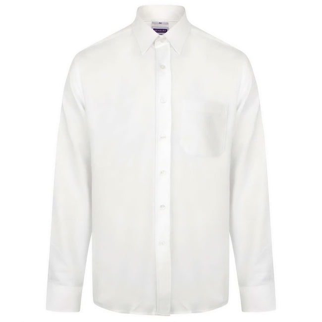White - Front - Henbury Mens Moisture Wicking Long-Sleeved Shirt