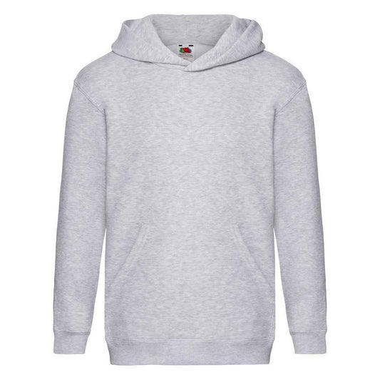 Grey - Front - Fruit Of The Loom Childrens-Kids Premium Heather Hooded Sweatshirt