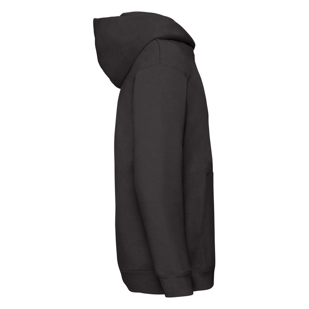 Black - Side - Fruit Of The Loom Childrens-Kids Premium Hooded Sweatshirt