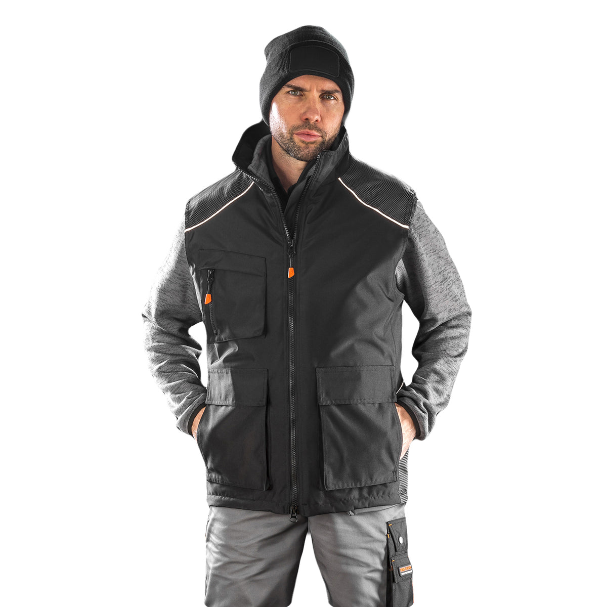 Black - Side - WORK-GUARD by Result Mens Vostex Gilet