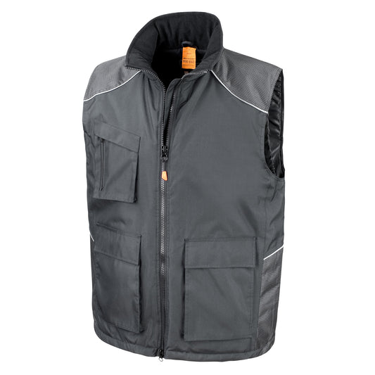 Black - Front - WORK-GUARD by Result Mens Vostex Gilet